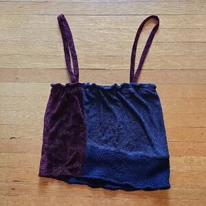 MICHAEL Michael Kors, Color-block Multi-Textured Top, Navy & Maroon, EUC, S